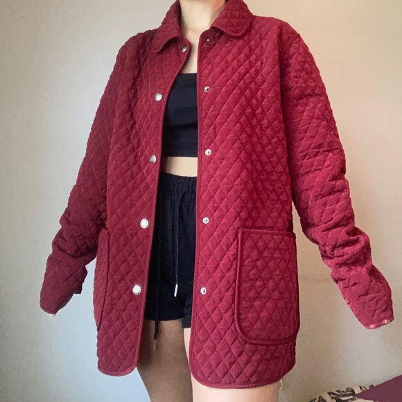 Reversible Dark Red + Gray Quilted Jacket - Picture 2 of 12